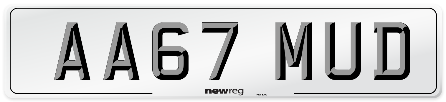 AA67 MUD Number Plate from New Reg